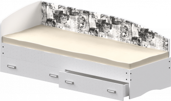 Кровать Софа-9 с мягкой спинкой с рисунком Милана (900х1900) Белый в Уяре - uyar.mebel54.com | фото