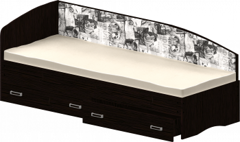 Кровать Софа-9 с мягкой спинкой с рисунком Милана (900х1900) Венге в Уяре - uyar.mebel54.com | фото
