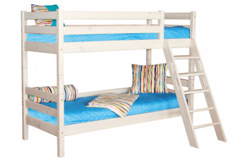 Кровать Соня вариант 10 двухъярусная с наклонной лестницей Белый полупрозрачный в Уяре - uyar.mebel54.com | фото