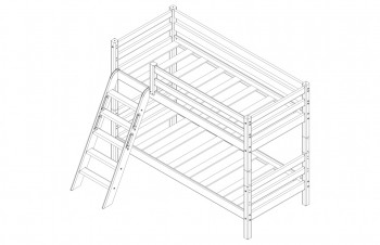 Кровать Соня вариант 12 низкая с наклонной лестницей Белый полупрозрачный в Уяре - uyar.mebel54.com | фото