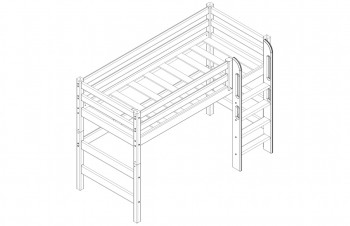 Кровать Соня вариант 5 полувысокая с прямой лестницей белый полупрозрачный в Уяре - uyar.mebel54.com | фото