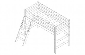 Кровать Соня вариант 6 полувысокая с наклонной лестницей Лаванда в Уяре - uyar.mebel54.com | фото