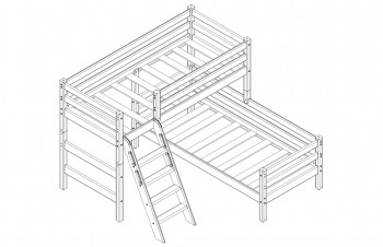 Кровать Соня вариант 8 угловая с наклонной лестницей Лаванда в Уяре - uyar.mebel54.com | фото