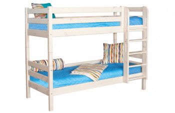 Кровать Соня вариант 9 двухъярусная с прямой лестницей Белый полупрозрачный в Уяре - uyar.mebel54.com | фото