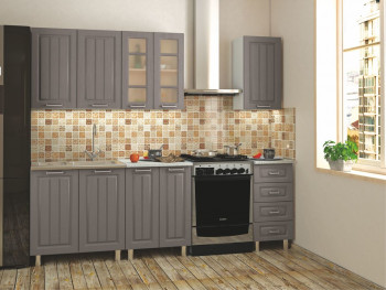 Кухонный гарнитур 1,8м Луксор высокие модули (Клен серый/корпус белый) в Уяре - uyar.mebel54.com | фото