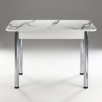 Кухонный стол 1100*700/400 ф 2 Пластик, мрамор белый в Уяре - uyar.mebel54.com | фото