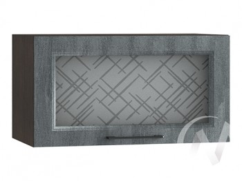 Либерти Шкаф верхний горизонтальный со стеклом ШВГС 609 (Холст грей/корпус венге) в Уяре - uyar.mebel54.com | фото