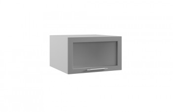 Лофт ГПГС 600 шкаф верхний горизонтальный глубокий со стеклом (Штукатурка белая/корпус Серый) в Уяре - uyar.mebel54.com | фото