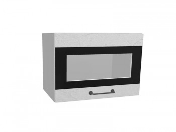 Лофт ПГСФ 500 шкаф верхний горизонтальный со стеклом и фотопечатью (Штукатурка белая/корпус Серый) в Уяре - uyar.mebel54.com | фото