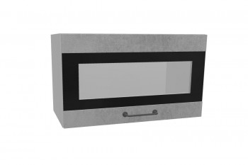 Лофт ПГСФ 600 шкаф верхний горизонтальный со стеклом и фотопечатью (Бетон светлый/корпус Серый) в Уяре - uyar.mebel54.com | фото