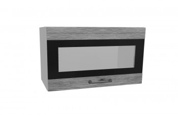 Лофт ПГСФ 600 шкаф верхний горизонтальный со стеклом и фотопечатью (Дуб майский/корпус Серый) в Уяре - uyar.mebel54.com | фото
