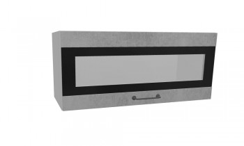 Лофт ПГСФ 800 шкаф верхний горизонтальный со стеклом и фотопечатью (Бетон светлый/корпус Серый) в Уяре - uyar.mebel54.com | фото
