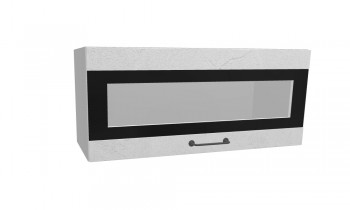 Лофт ПГСФ 800 шкаф верхний горизонтальный со стеклом и фотопечатью (Штукатурка белая/корпус Серый) в Уяре - uyar.mebel54.com | фото