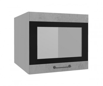 Лофт ВПГСФ 500 шкаф верхний горизонтальный со стеклом высокий с фотопечатью (Бетон светлый/корпус Серый) в Уяре - uyar.mebel54.com | фото
