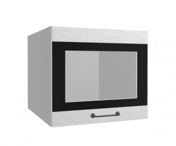 Лофт ВПГСФ 500 шкаф верхний горизонтальный со стеклом высокий с фотопечатью (Штукатурка белая/корпус Серый) в Уяре - uyar.mebel54.com | фото