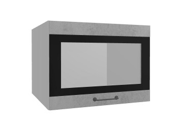 Лофт ВПГСФ 600 шкаф верхний горизонтальный со стеклом высокий с фотопечатью (Бетон светлый/корпус Серый) в Уяре - uyar.mebel54.com | фото