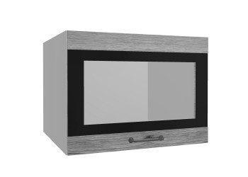 Лофт ВПГСФ 600 шкаф верхний горизонтальный со стеклом высокий с фотопечатью (Дуб майский/корпус Серый) в Уяре - uyar.mebel54.com | фото