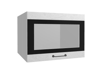 Лофт ВПГСФ 600 шкаф верхний горизонтальный со стеклом высокий с фотопечатью (Штукатурка белая/корпус Серый) в Уяре - uyar.mebel54.com | фото