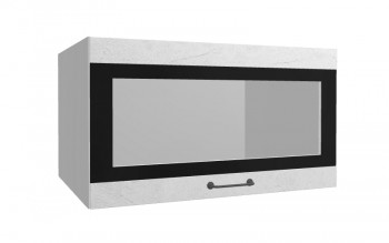 Лофт ВПГСФ 800 шкаф верхний горизонтальный со стеклом высокий с фотопечатью (Штукатурка белая/корпус Серый) в Уяре - uyar.mebel54.com | фото
