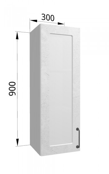 Лофт ВПС 300 шкаф верхний со стеклом высокий (Штукатурка белая/корпус Серый) в Уяре - uyar.mebel54.com | фото