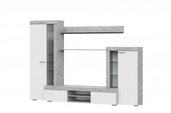 Мебель для гостиной МГС 5 Цемент светлый / Белый в Уяре - uyar.mebel54.com | фото