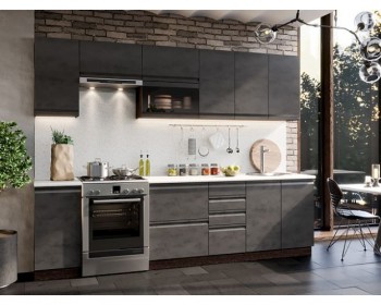 Модульная кухня Бруклин 2,8 м (Бетон черный/Венге) в Уяре - uyar.mebel54.com | фото