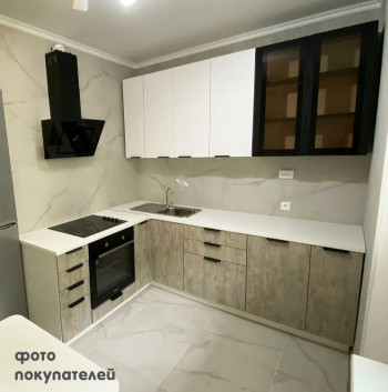 Модульная кухня Норд 1,6 м (Софт даймонд/Камень беж/Белый) в Уяре - uyar.mebel54.com | фото