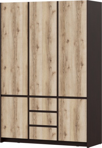 Модульная система "Прага" Шкаф для одежды трехстворчатый Дуб Венге/Дуб Делано в Уяре - uyar.mebel54.com | фото