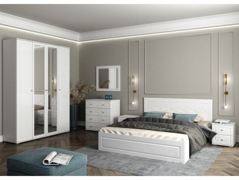 Модульная спальня Барселона (Белый/Белый глянец) в Уяре - uyar.mebel54.com | фото