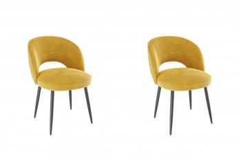 Набор стульев Моли 2 шт (жёлтый велюр/черный) в Уяре - uyar.mebel54.com | фото