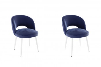 Набор стульев Моли 2 шт (синий велюр/белый) в Уяре - uyar.mebel54.com | фото