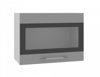 Норд ШВГС 600 Шкаф верхний горизонтальный со стеклом (Софт черный/корпус Белый) в Уяре - uyar.mebel54.com | фото