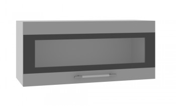 Норд ШВГС 800 Шкаф верхний горизонтальный со стеклом (Софт черный/корпус Белый) в Уяре - uyar.mebel54.com | фото