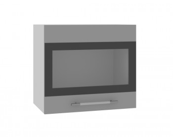 Олива ВПГСФ 500 Шкаф верхний горизонтальный со стеклом с фотопечатью высокий (Ваниль глянец/корпус Серый) в Уяре - uyar.mebel54.com | фото