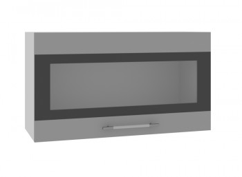 Олива ВПГСФ 800 Шкаф верхний горизонтальный со стеклом с фотопечатью высокий (Ваниль глянец/корпус Серый) в Уяре - uyar.mebel54.com | фото