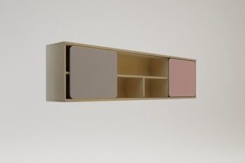 Полка между шкафами 1660 Грэйси (Розовый/Серый/корпус Клен) в Уяре - uyar.mebel54.com | фото