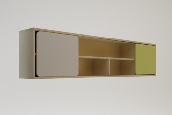 Полка между шкафами 1960 Эппл (Зеленый/Белый/корпус Клен) в Уяре - uyar.mebel54.com | фото