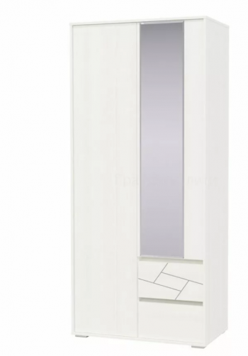 Шкаф 2-х дверный с ящиками Аделина 1000 Рамух белый в Уяре - uyar.mebel54.com | фото