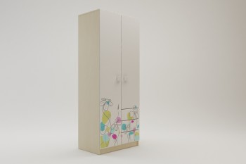 Шкаф 2-х створчатый с ящиками Флёр (Белый/корпус Клен) в Уяре - uyar.mebel54.com | фото