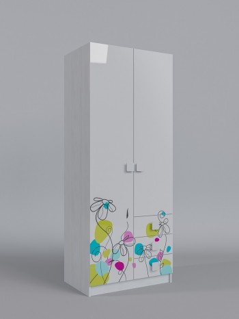 Шкаф 2-х створчатый с ящиками Флёр (Белый/корпус Выбеленное дерево) в Уяре - uyar.mebel54.com | фото