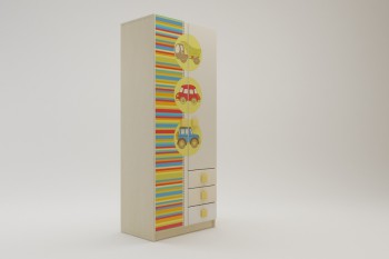 Шкаф 2-х створчатый с ящиками Клаксон (Бежевый/корпус Клен) в Уяре - uyar.mebel54.com | фото