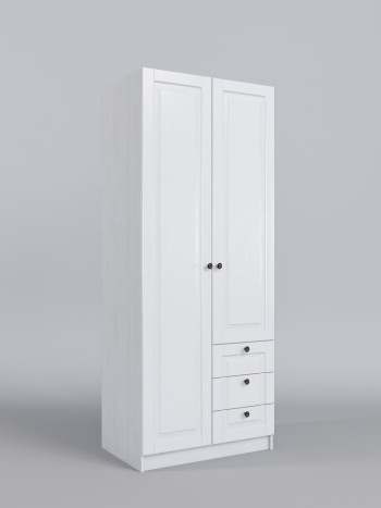 Шкаф 2-х створчатый с ящиками Классика (Белый/корпус Выбеленное дерево) в Уяре - uyar.mebel54.com | фото