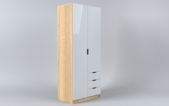 Шкаф 2-х створчатый с ящиками Лофт (Белый/корпус Дуб Сонома) в Уяре - uyar.mebel54.com | фото