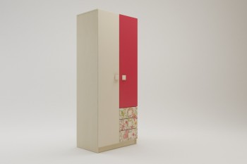 Шкаф 2-х створчатый с ящиками Ретвит (Бежевый/Красный/корпус Клен) в Уяре - uyar.mebel54.com | фото