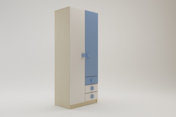 Шкаф 2-х створчатый с ящиками Скай (Синий/Белый/корпус Клен) в Уяре - uyar.mebel54.com | фото