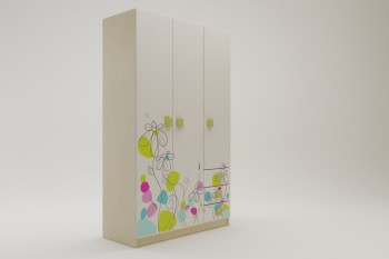Шкаф 3-х створчатый с ящиками Флёр (Белый/корпус Клен) в Уяре - uyar.mebel54.com | фото