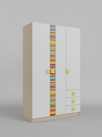 Шкаф 3-х створчатый с ящиками Клаксон без машинок (Белый/корпус Клен) в Уяре - uyar.mebel54.com | фото