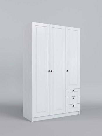Шкаф 3-х створчатый с ящиками Классика (Белый/корпус Выбеленное дерево) в Уяре - uyar.mebel54.com | фото