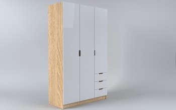 Шкаф 3-х створчатый с ящиками Лофт (Белый/корпус Дуб Сонома) в Уяре - uyar.mebel54.com | фото