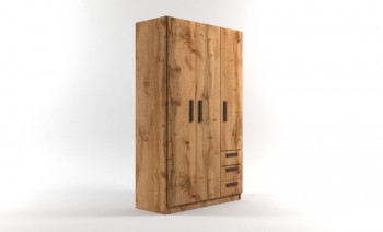 Шкаф 3-х створчатый с ящиками Шервуд (Дуб Вотан) в Уяре - uyar.mebel54.com | фото